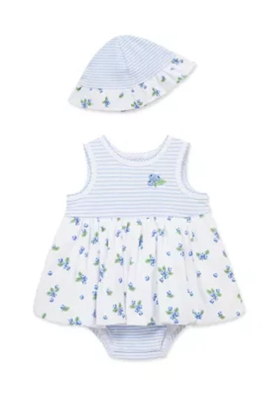 Baby Girls Blueberries Popover and Hat