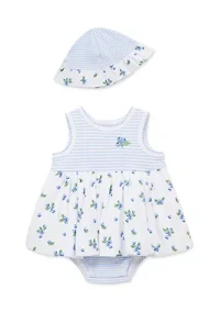 Baby Girls Blueberries Popover and Hat