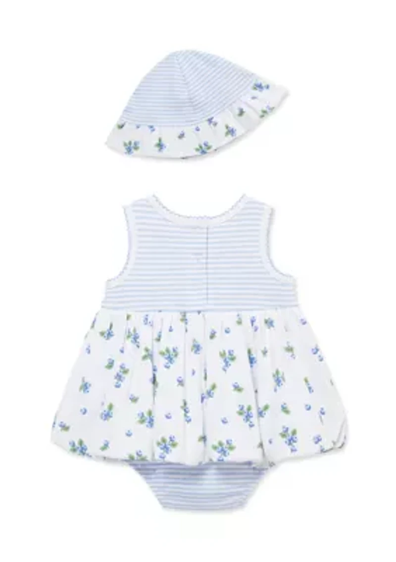 Baby Girls Blueberries Popover and Hat