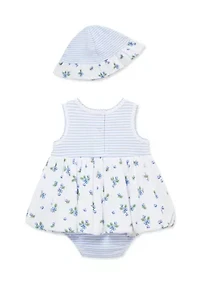 Baby Girls Blueberries Popover and Hat