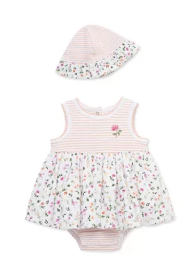Baby Girls Floral Popover and Hat