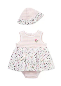 Baby Girls Floral Popover and Hat