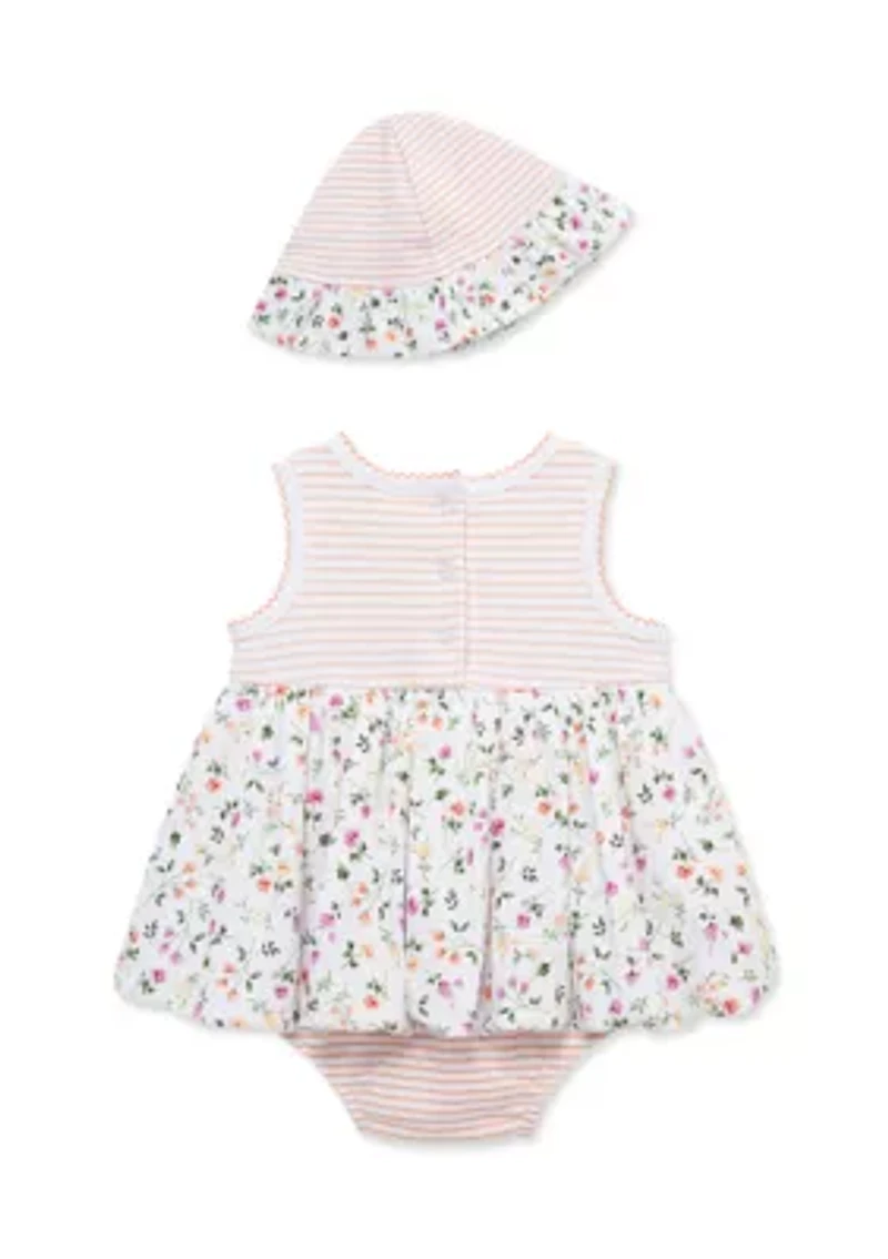 Baby Girls Floral Popover and Hat