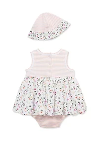 Baby Girls Floral Popover and Hat