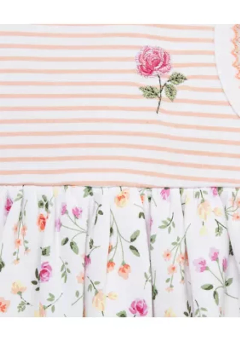 Baby Girls Floral Popover and Hat