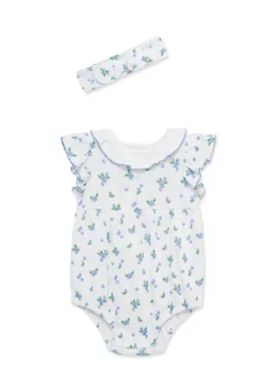 Baby Girls Blueberry Onesie and Headband Set