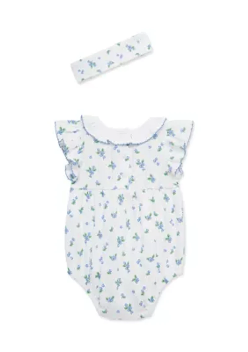 Baby Girls Blueberry Onesie and Headband Set