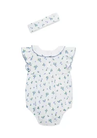 Baby Girls Blueberry Onesie and Headband Set