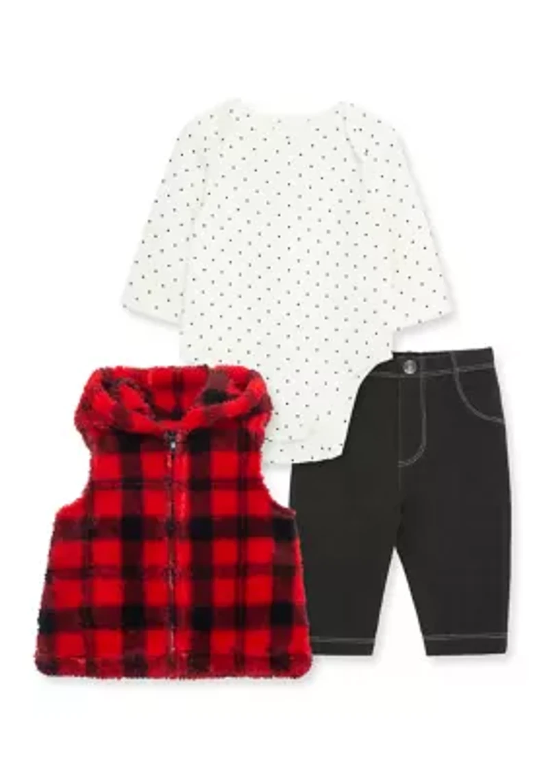 Baby Girls Plaid 3 Piece Vest Set