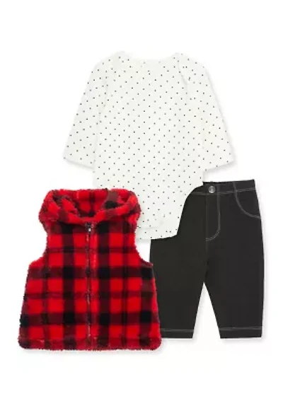 Baby Girls Plaid 3 Piece Vest Set