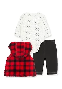 Baby Girls Plaid 3 Piece Vest Set