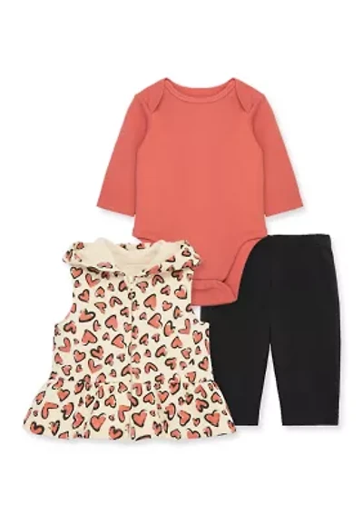 Baby Girls Hearts 3 Piece Vest Set