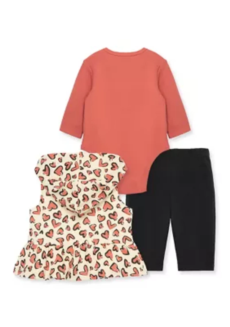 Baby Girls Hearts 3 Piece Vest Set