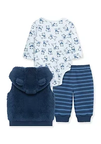 Baby Boys Puppy 3 Piece Vest Set
