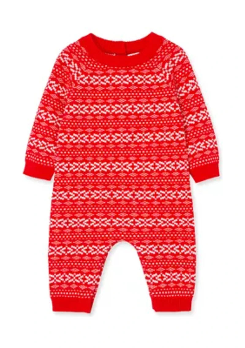 Baby Boys Red Fairisle Coverall