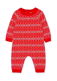 Baby Boys Red Fairisle Coverall
