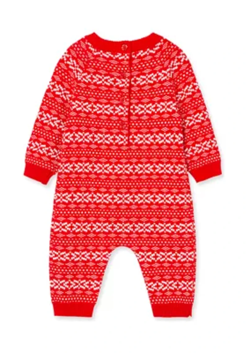 Baby Boys Red Fairisle Coverall