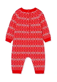Baby Boys Red Fairisle Coverall