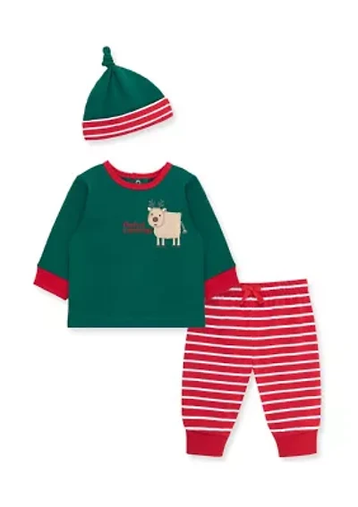 Baby Boys Reindeer Joggers Set with Hat