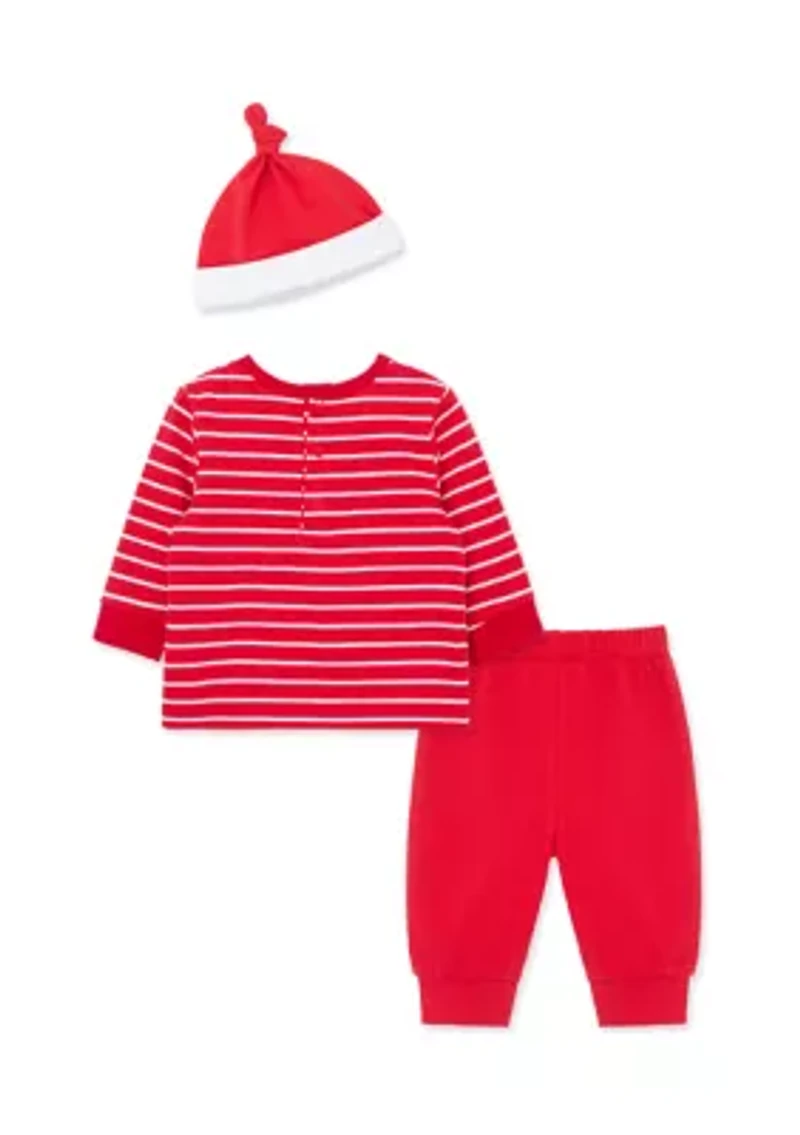 Baby Boys Santa Joggers Set with Hat
