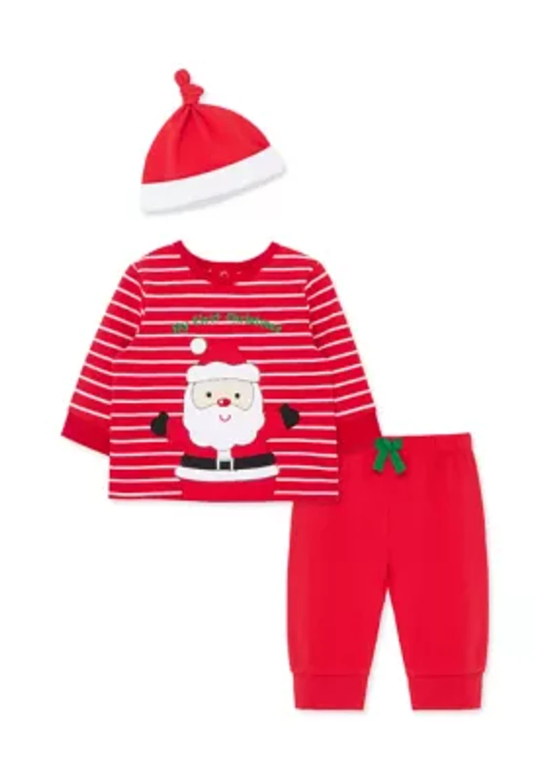 Baby Boys Santa Joggers Set with Hat