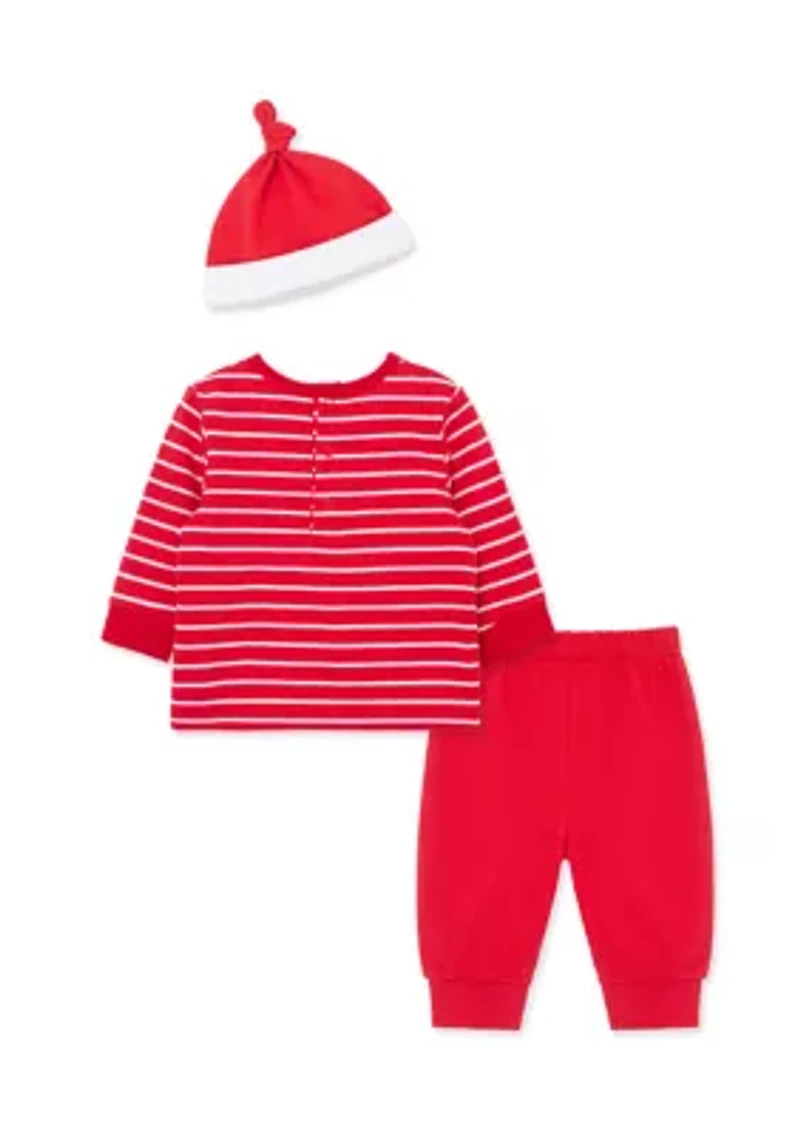 Baby Boys Santa Joggers Set with Hat