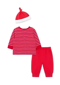 Baby Boys Santa Joggers Set with Hat