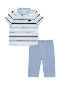 Baby Boys Whale Polo Pants Set