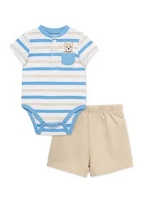 Baby Boys Puppy Onesie Shorts Set