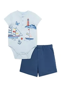 Baby Boys Nautical Onesie Shorts Set
