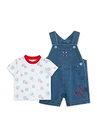 Baby Boys Baseball Shortall Set