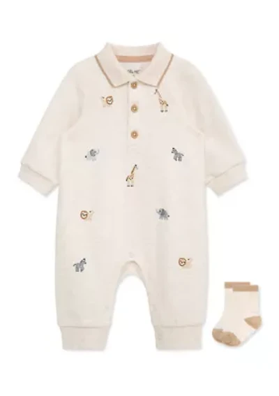 Baby Boys Safari Coverall with Socks