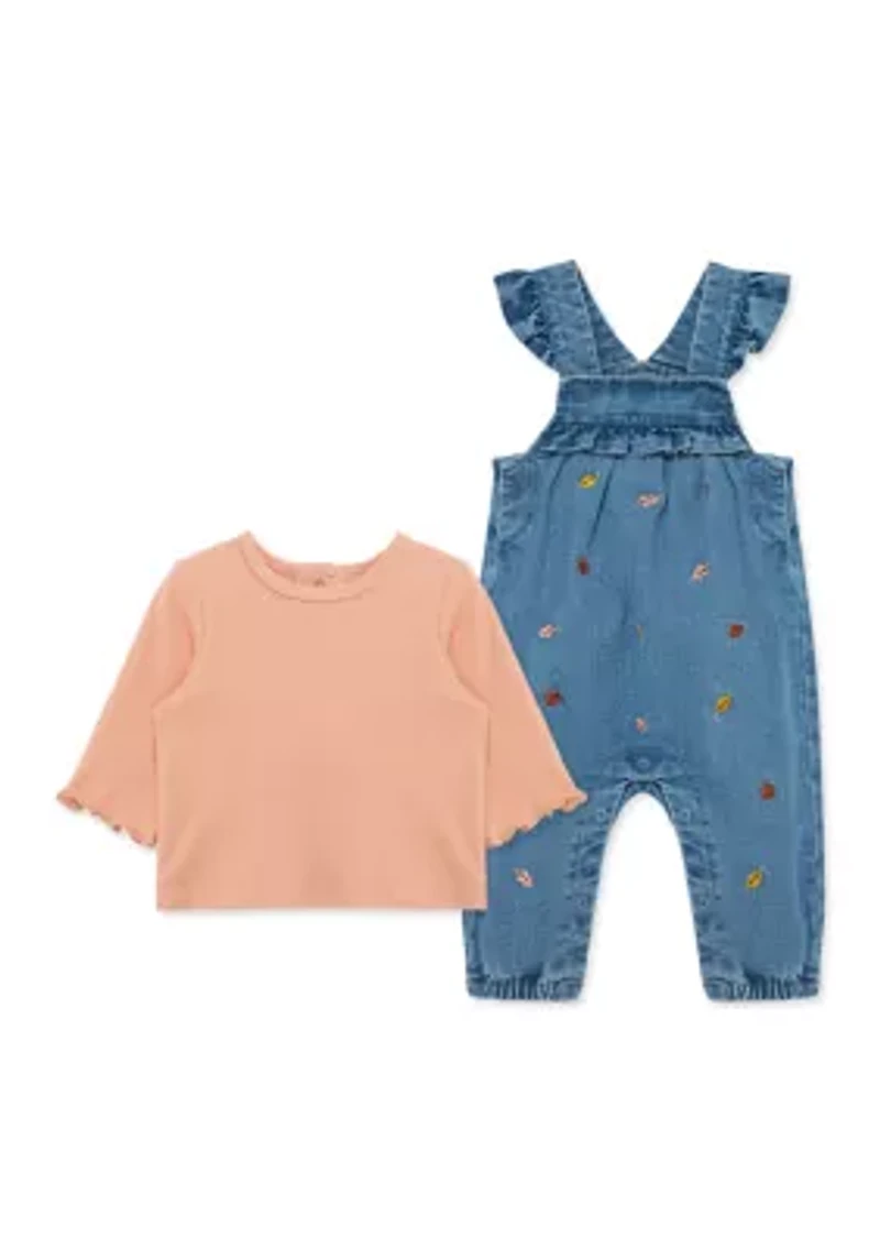 Baby Girls Leaves Overall Set