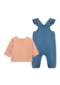Baby Girls Leaves Overall Set