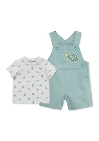 Baby Boys Turtle Shortall Shirt Set
