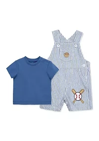 Baby Boys Baseball Shortall Shirt Set