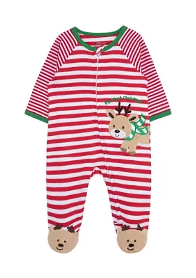 Baby Boys Reindeer Stripe Footie Pajamas