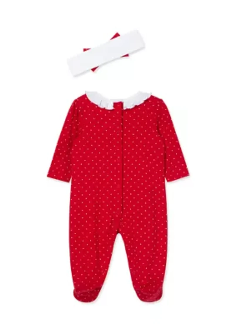 Baby Girls Dainty Trees Footie Pajamas with Headband