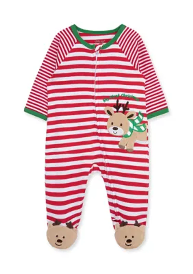 Baby Boys Reindeer Stripe Footie Pajamas