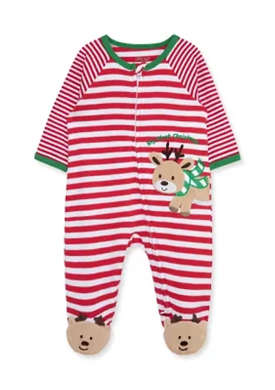 Baby Boys Reindeer Stripe Footie Pajamas