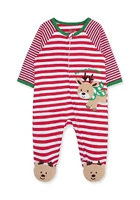 Baby Boys Reindeer Stripe Footie Pajamas
