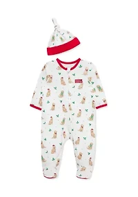 Baby Boys Festive Pups Footie Pajamas with Hat