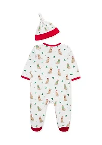 Baby Boys Festive Pups Footie Pajamas with Hat