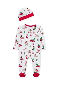 Baby Boys Puppies Footie with Hat