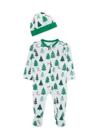 Baby Boys Trees Footie with Hat