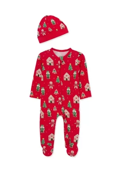 Baby Boys Gingerbread Footie Pajamas with Hat