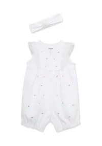 Baby Girls Hearts Romper with Headband