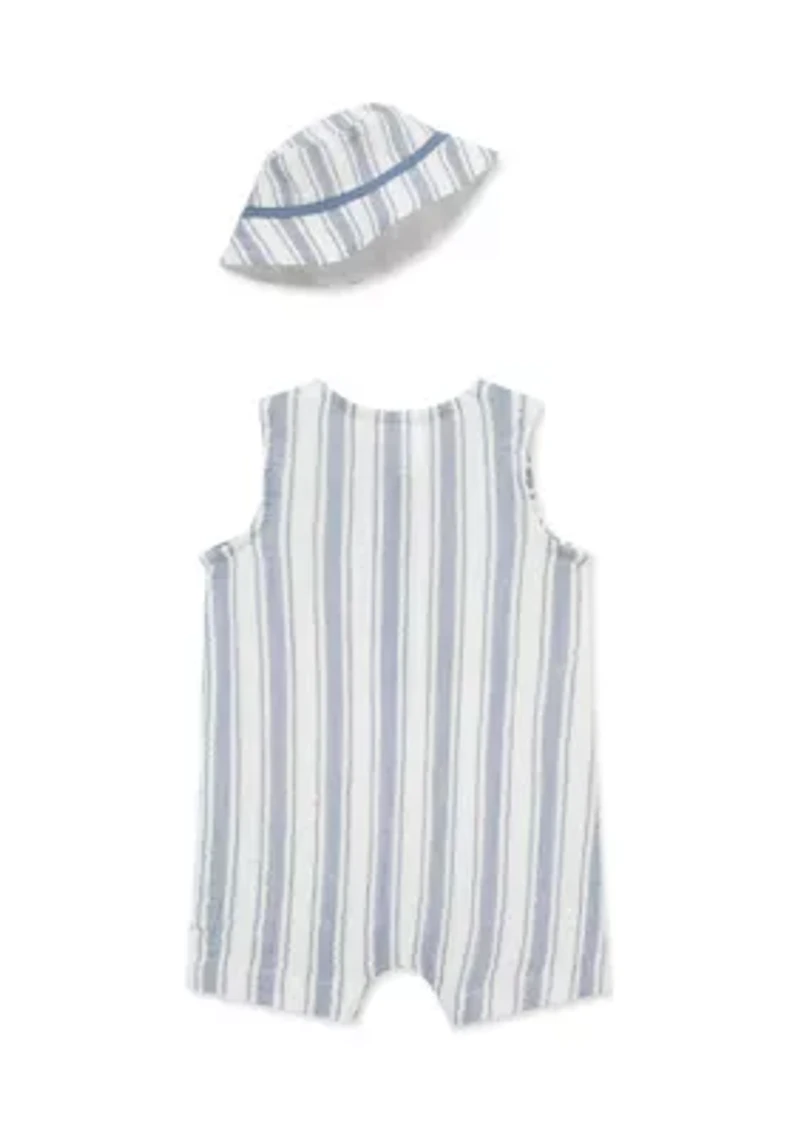 Baby Boys Striped Romper with Hat