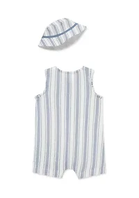 Baby Boys Striped Romper with Hat