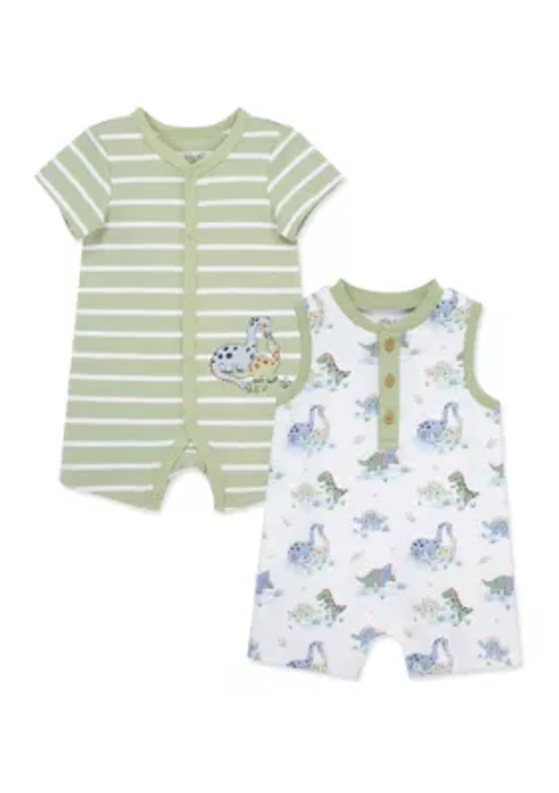 Baby Boys Dinos Two Pack Rompers
